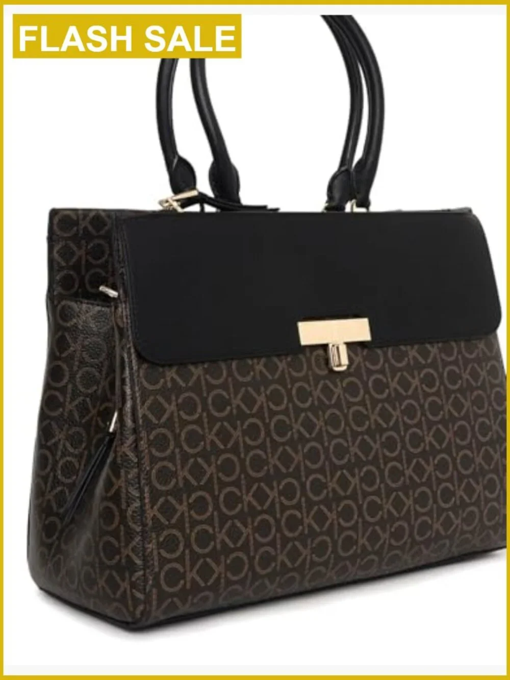 Vegan Leather Satchel Tote with Triple Compartments